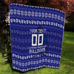 Personalized Canterbury Bulldogs Christmas Quilt Australian Rugby Fans - Pixelated Ugly Xmas Pattern Mascot Santa
