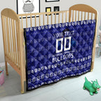 Personalized Canterbury Bulldogs Christmas Quilt Australian Rugby Fans - Pixelated Ugly Xmas Pattern Mascot Santa