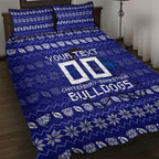 Personalized Canterbury Bulldogs Christmas Quilt Bed Set Australian Rugby Fans - Pixelated Ugly Xmas Pattern Mascot Santa