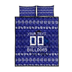 Personalized Canterbury Bulldogs Christmas Quilt Bed Set Australian Rugby Fans - Pixelated Ugly Xmas Pattern Mascot Santa