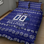 Personalized Canterbury Bulldogs Christmas Quilt Bed Set Australian Rugby Fans - Pixelated Ugly Xmas Pattern Mascot Santa