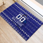 Personalized Canterbury Bulldogs Christmas Rubber Doormat Australian Rugby Fans - Pixelated Ugly Xmas Pattern Mascot Santa