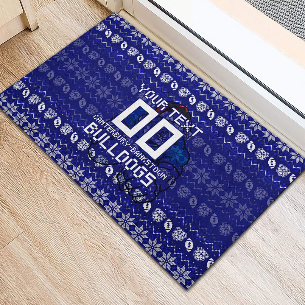 Personalized Canterbury Bulldogs Christmas Rubber Doormat Australian Rugby Fans - Pixelated Ugly Xmas Pattern Mascot Santa
