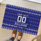 Personalized Canterbury Bulldogs Christmas Rubber Doormat Australian Rugby Fans - Pixelated Ugly Xmas Pattern Mascot Santa