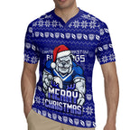 Personalized Canterbury Bulldogs Christmas Rugby Jersey Australian Rugby Fans - Pixelated Ugly Xmas Pattern Mascot Santa