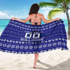 Personalized Canterbury Bulldogs Christmas Sarong Australian Rugby Fans - Pixelated Ugly Xmas Pattern Mascot Santa