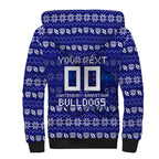Personalized Canterbury Bulldogs Christmas Sherpa Hoodie Australian Rugby Fans - Pixelated Ugly Xmas Pattern Mascot Santa