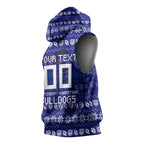 Personalized Canterbury Bulldogs Christmas Sleeveless Hoodie Australian Rugby Fans - Pixelated Ugly Xmas Pattern Mascot Santa