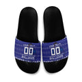 Personalized Canterbury Bulldogs Christmas Slide Sandals Australian Rugby Fans - Pixelated Ugly Xmas Pattern Mascot Santa