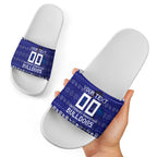 Personalized Canterbury Bulldogs Christmas Slide Sandals Australian Rugby Fans - Pixelated Ugly Xmas Pattern Mascot Santa