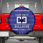 Personalized Canterbury Bulldogs Christmas Spare Tire Cover Australian Rugby Fans - Pixelated Ugly Xmas Pattern Mascot Santa