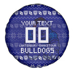 Personalized Canterbury Bulldogs Christmas Spare Tire Cover Australian Rugby Fans - Pixelated Ugly Xmas Pattern Mascot Santa