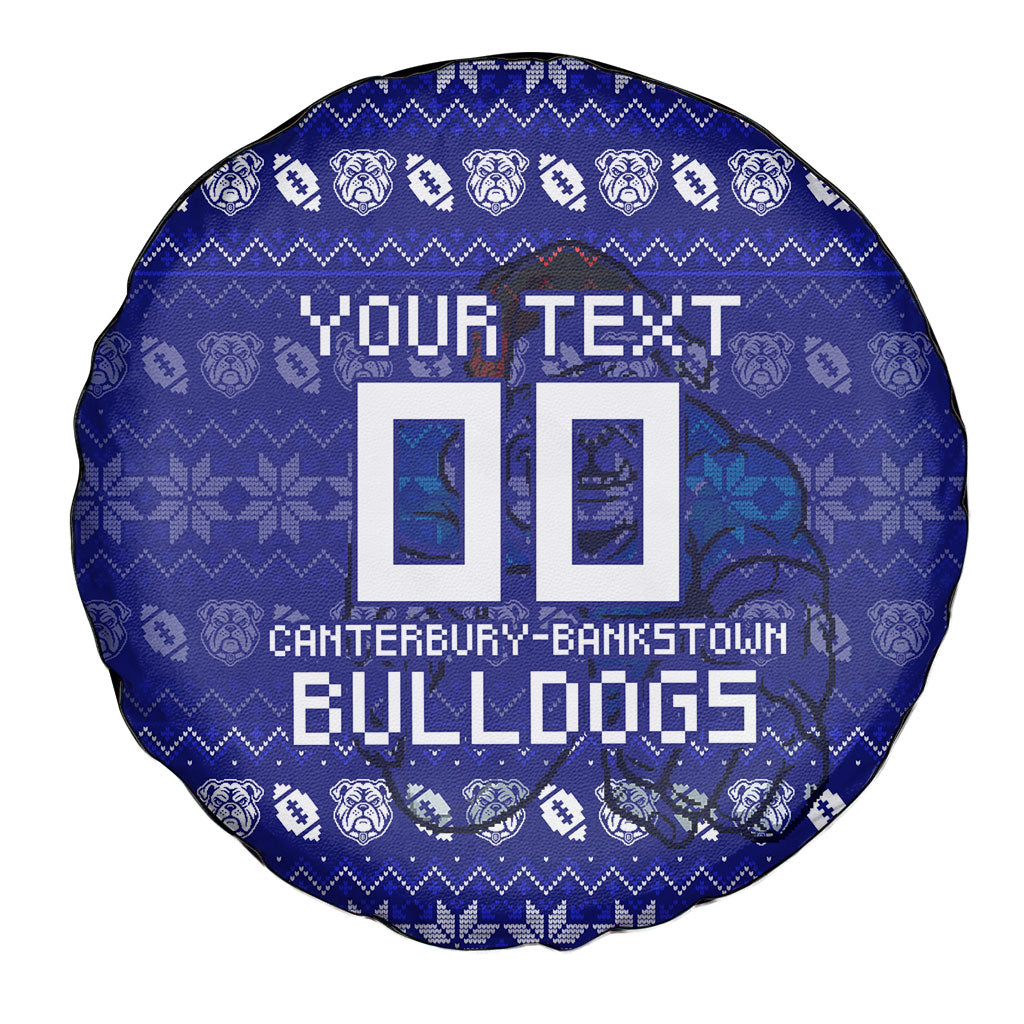 Personalized Canterbury Bulldogs Christmas Spare Tire Cover Australian Rugby Fans - Pixelated Ugly Xmas Pattern Mascot Santa