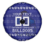 Personalized Canterbury Bulldogs Christmas Spare Tire Cover Australian Rugby Fans - Pixelated Ugly Xmas Pattern Mascot Santa