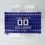 Personalized Canterbury Bulldogs Christmas Tablecloth Australian Rugby Fans - Pixelated Ugly Xmas Pattern Mascot Santa