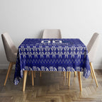 Personalized Canterbury Bulldogs Christmas Tablecloth Australian Rugby Fans - Pixelated Ugly Xmas Pattern Mascot Santa