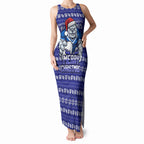 Personalized Canterbury Bulldogs Christmas Tank Maxi Dress Australian Rugby Fans - Pixelated Ugly Xmas Pattern Mascot Santa