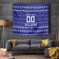 Personalized Canterbury Bulldogs Christmas Tapestry Australian Rugby Fans - Pixelated Ugly Xmas Pattern Mascot Santa