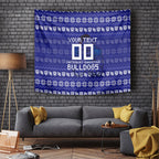 Personalized Canterbury Bulldogs Christmas Tapestry Australian Rugby Fans - Pixelated Ugly Xmas Pattern Mascot Santa