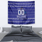 Personalized Canterbury Bulldogs Christmas Tapestry Australian Rugby Fans - Pixelated Ugly Xmas Pattern Mascot Santa