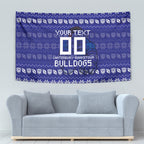Personalized Canterbury Bulldogs Christmas Tapestry Australian Rugby Fans - Pixelated Ugly Xmas Pattern Mascot Santa