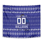 Personalized Canterbury Bulldogs Christmas Tapestry Australian Rugby Fans - Pixelated Ugly Xmas Pattern Mascot Santa