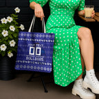 Personalized Canterbury Bulldogs Christmas Tote Bag Australian Rugby Fans - Pixelated Ugly Xmas Pattern Mascot Santa