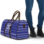 Personalized Canterbury Bulldogs Christmas Travel Bag Australian Rugby Fans - Pixelated Ugly Xmas Pattern Mascot Santa