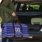Personalized Canterbury Bulldogs Christmas Travel Bag Australian Rugby Fans - Pixelated Ugly Xmas Pattern Mascot Santa
