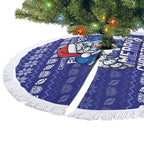 Canterbury Bulldogs Christmas Tree Skirt Australian Rugby Fans - Pixelated Ugly Xmas Pattern Mascot Santa