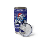 Personalized Canterbury Bulldogs Christmas Tumbler Cup Australian Rugby Fans - Pixelated Ugly Xmas Pattern Mascot Santa