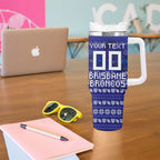Personalized Canterbury Bulldogs Christmas Tumbler With Handle Australian Rugby Fans - Pixelated Ugly Xmas Pattern Mascot Santa