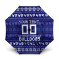 Personalized Canterbury Bulldogs Christmas Umbrella Australian Rugby Fans - Pixelated Ugly Xmas Pattern Mascot Santa