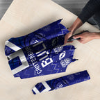 Personalized Canterbury Bulldogs Christmas Umbrella Australian Rugby Fans - Pixelated Ugly Xmas Pattern Mascot Santa