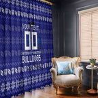 Personalized Canterbury Bulldogs Christmas Window Curtain Australian Rugby Fans - Pixelated Ugly Xmas Pattern Mascot Santa