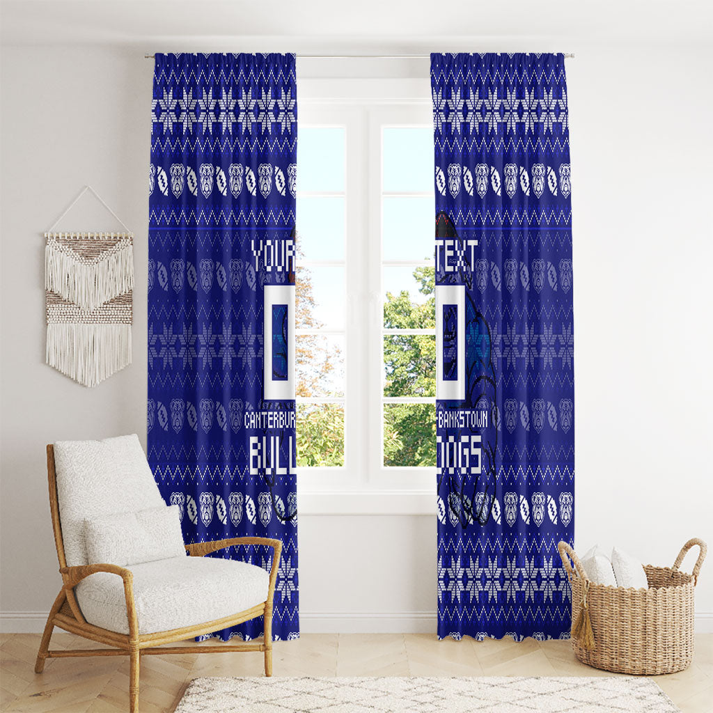 Personalized Canterbury Bulldogs Christmas Window Curtain Australian Rugby Fans - Pixelated Ugly Xmas Pattern Mascot Santa