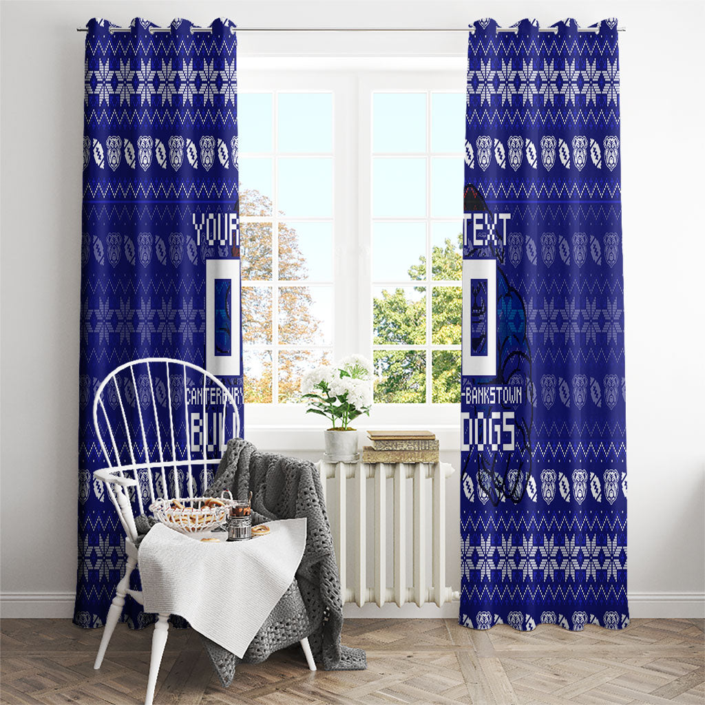 Personalized Canterbury Bulldogs Christmas Window Curtain Australian Rugby Fans - Pixelated Ugly Xmas Pattern Mascot Santa