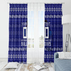 Personalized Canterbury Bulldogs Christmas Window Curtain Australian Rugby Fans - Pixelated Ugly Xmas Pattern Mascot Santa