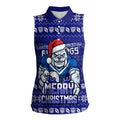 Personalized Canterbury Bulldogs Christmas Women Sleeveless Polo Shirt Australian Rugby Fans - Pixelated Ugly Xmas Pattern Mascot Santa
