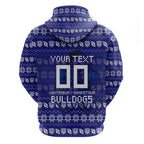 Personalized Canterbury Bulldogs Christmas Zip Hoodie Australian Rugby Fans - Pixelated Ugly Xmas Pattern Mascot Santa