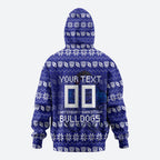 Personalized Canterbury Bulldogs Christmas Zip Hoodie Australian Rugby Fans - Pixelated Ugly Xmas Pattern Mascot Santa