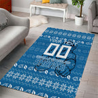 Personalized Cronulla Sharks Christmas Area Rug Australian Rugby Fans - Pixelated Ugly Xmas Pattern Mascot Santa