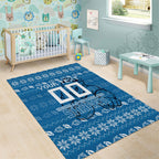 Personalized Cronulla Sharks Christmas Area Rug Australian Rugby Fans - Pixelated Ugly Xmas Pattern Mascot Santa