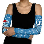 Personalized Cronulla Sharks Christmas Arm Sleeves Australian Rugby Fans - Pixelated Ugly Xmas Pattern Mascot Santa