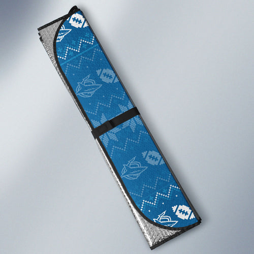Personalized Cronulla Sharks Christmas Auto Sun Shade Australian Rugby Fans - Pixelated Ugly Xmas Pattern Mascot Santa