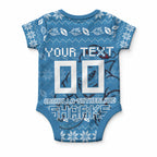 Personalized Cronulla Sharks Christmas Baby Onesie Australian Rugby Fans - Pixelated Ugly Xmas Pattern Mascot Santa