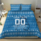 Personalized Cronulla Sharks Christmas Bedding Set Australian Rugby Fans - Pixelated Ugly Xmas Pattern Mascot Santa