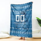 Personalized Cronulla Sharks Christmas Blanket Australian Rugby Fans - Pixelated Ugly Xmas Pattern Mascot Santa