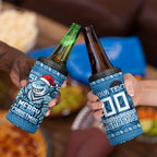 Personalized Cronulla Sharks Christmas 4 in 1 Can Cooler Tumbler Australian Rugby Fans - Pixelated Ugly Xmas Pattern Mascot Santa