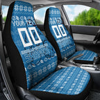 Personalized Cronulla Sharks Christmas Car Seat Cover Australian Rugby Fans - Pixelated Ugly Xmas Pattern Mascot Santa